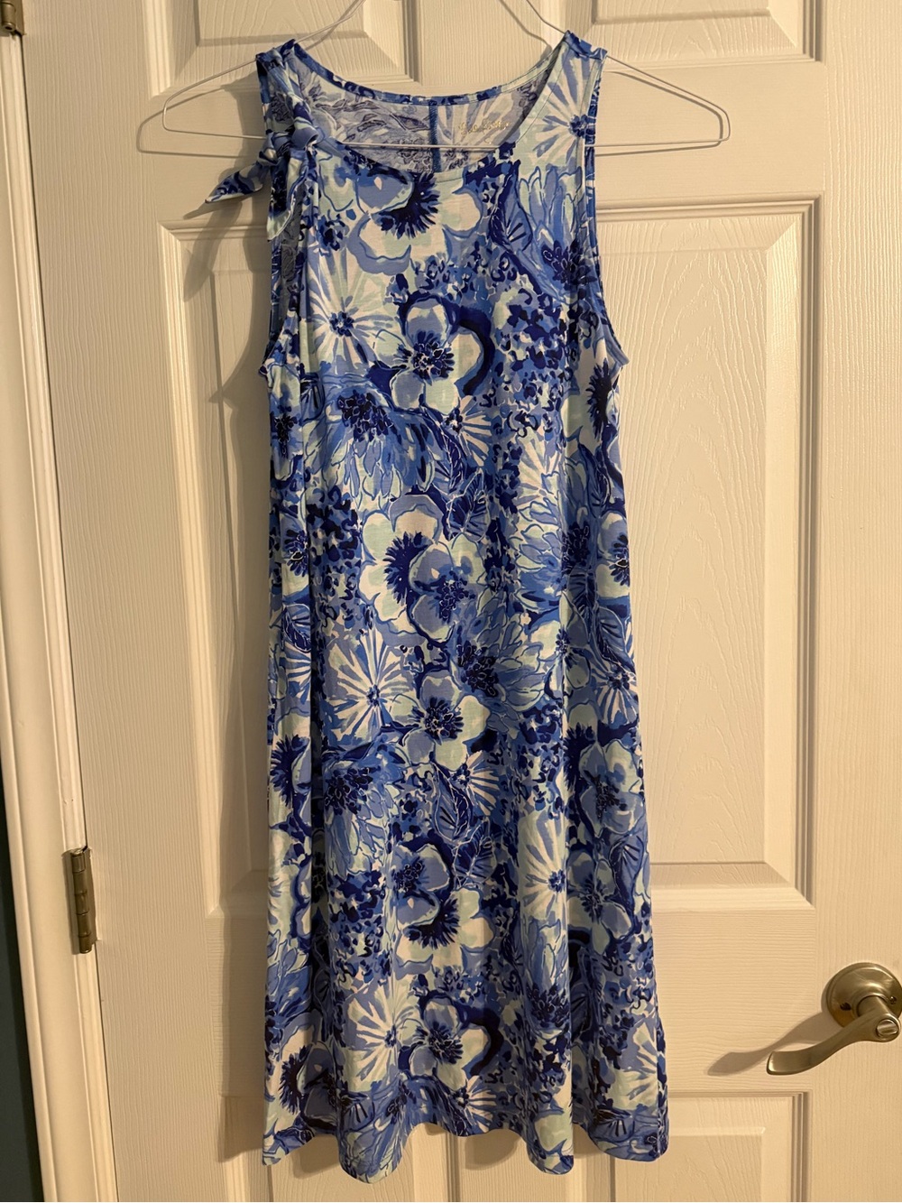 Lilly Pulitzer Blue Floral Sleeveless Swing Dress Size Small